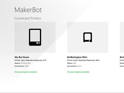 MakerBot Companion App - Printer List app makerbot metro windows windows app work