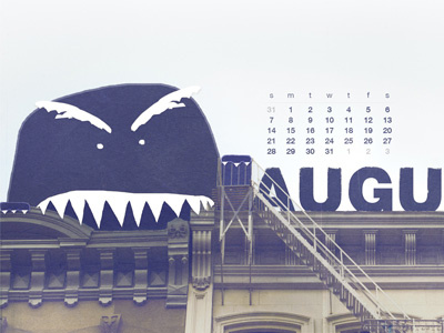 August Calendar august calendar city desktop calendar wallpaper doodle helvetica manhattan monster photograph wallpaper