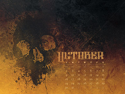 October Calendar calendar desktop calendar wallpaper grunge hydro74 typeface october ornate skull wallpaper