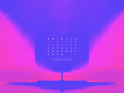 February 2018 abstract calendar download glitch minimal tutorial wallpaper