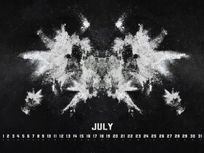 July 2012 black and white calendar inkblot rorschach wallpaper