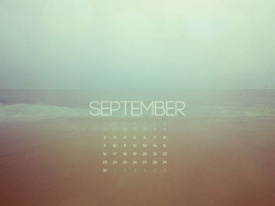 September 2012 beach calendar ocean typography wallpaper