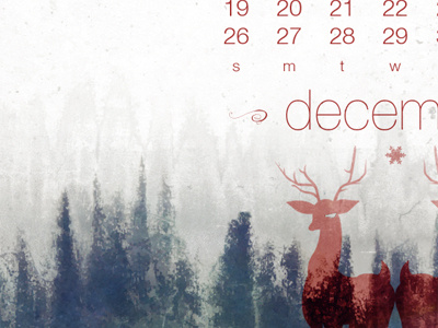 December Calendar (final) bue calendar deer desktop calendar wallpaper grunge helvetica red wallpaper white