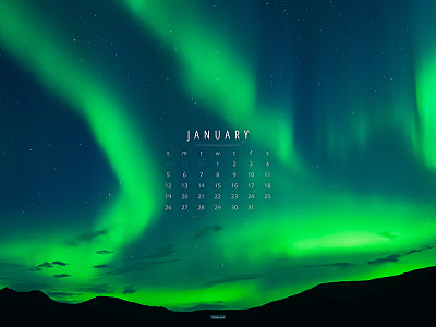 January 2020 aurora borealis calendar download northern lights photograph wallpaper