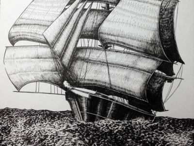 I'm on a boat... illustration ink pen