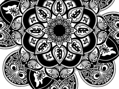 Some sort of pattern thingy... black bungaloo design illustration ink pen white