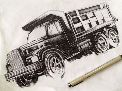 It's a Truck! illustration ink pen