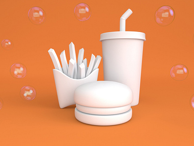 Combo Meal 3d 3d art 3d illustration 3d model arnold render autodesk maya burger combo design fries meal soda zbrush