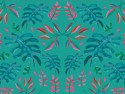 Turquoise Tropical Pattern acrylic art handmade illustration painting pattern pattern art patterndesign patterndesigner patterns