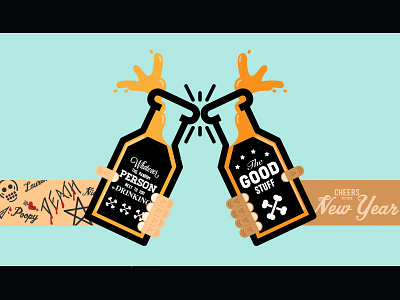Cheers to the New Year 2014 cheers flat holidays illustration new year shapes thick lines toast vector