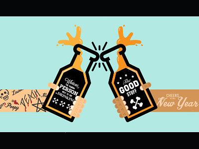 Cheers to the New Year 2014 cheers flat holidays illustration new year shapes thick lines toast vector