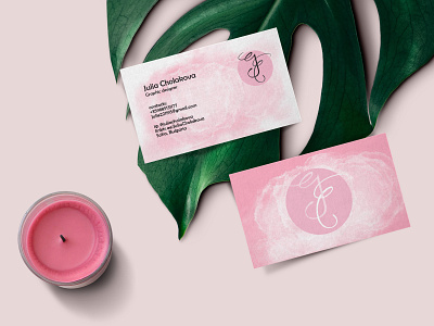 My Business card and logo branding business card design illustration illustrator logo minimal pink procreate typography watercolor