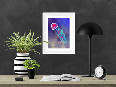 Galaxy purple jellyfish blue canvas art design digital art galaxy illustration pink procreate purple underwater