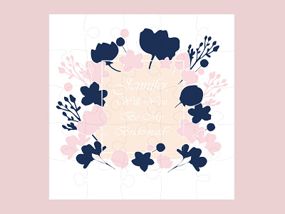 Bridesmaid's invitation flat design puzzle