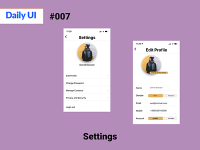 Settings #dailyUI007 007 daily 100 challenge daily ui dailyui