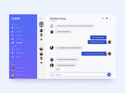 Flock - Messaging app branding chat design figma messages typography ui