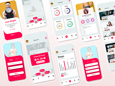 Workout Mobile App app branding design exercise exercise app helth man mobile ui ux woman workout