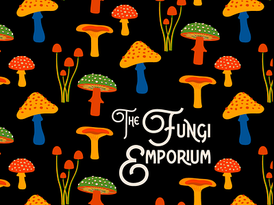 Fungi Pattern brand identity color design digital illustration fungi graphicdesign icon marketing mushroom pattern design patterns typography vector