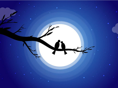 Birds at night graphic designs illustrator lovers night view partners