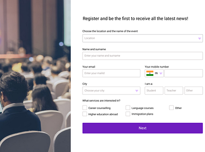 Sign Up form for a Event! event form registration form signup ui ux