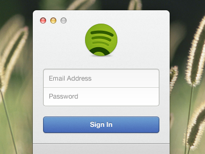 Spotify Login Window alignment buttons form icon interface login redesign spotify ui ux window