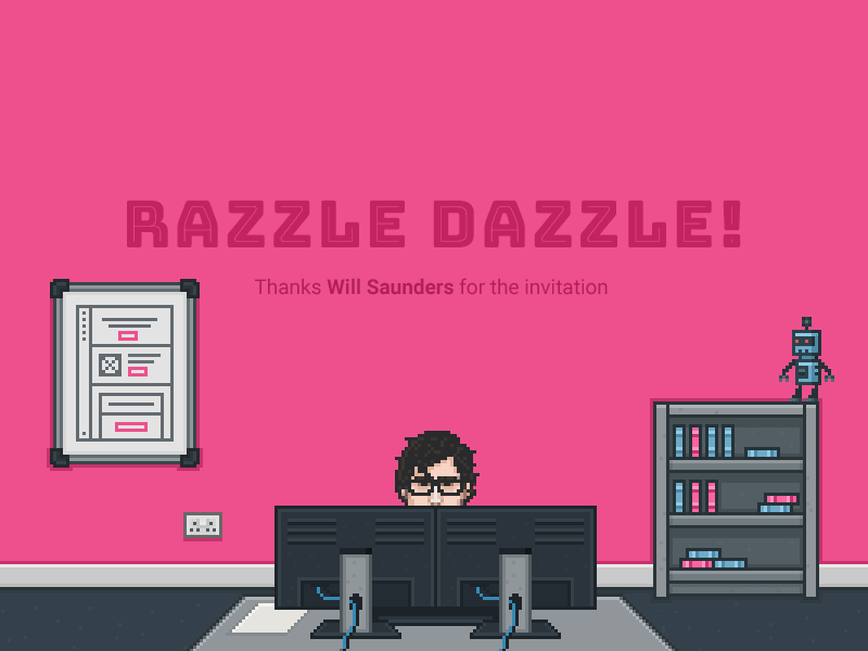 Razzle Dazzle! - Hey Dribbble animation gif pixels robot