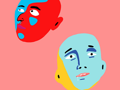 Two heads drawing illustration ipad procreate