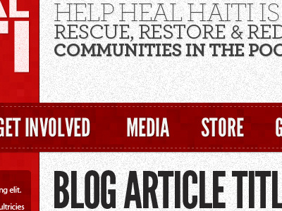 New Homepage for Help Heal Haiti league gothic texture typography