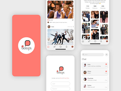 Gossips. Social Media App Concept app colors design menu message mobile social media ui ux