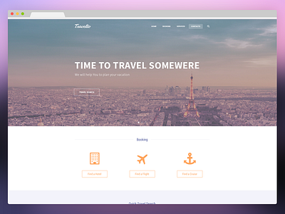 Travel website flat travel ui ux website