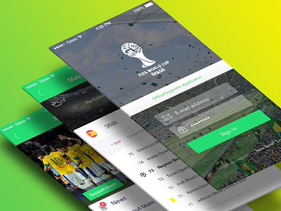 Fifa World Cup 2014 supporter app app flat ios mobile sport ui ux