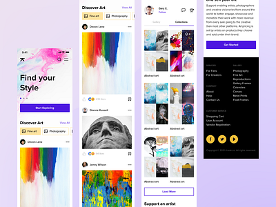 Social app for artists android app design application art marketplace artist creators design digital art discover art discover artists fine art footer gallery ios app design mobile app design personal portfolio selling goods showcase ui ux design uxui