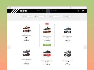 Adidas online store concept clean concept flat redesign simple ui ux