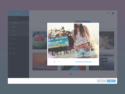 Simple photo storage buttons clean cta dashboard editing flat header interface logo photo ui user