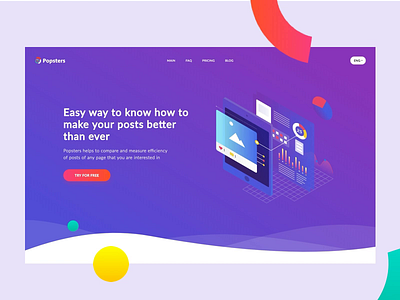 Popsters.us - Social Media Content Analytics Tool analytics chart clean design landing social social media statistics ui ux webpage website