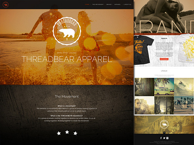 ThreadBear Brand Landing Page apparel branding clothing design home page landing page layout one page threadbear ui ux website