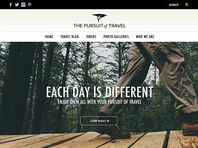 The Pursuit of Travel Homepage adventure home landing page layout outdoors responsive the pursuit of travel ui ux web