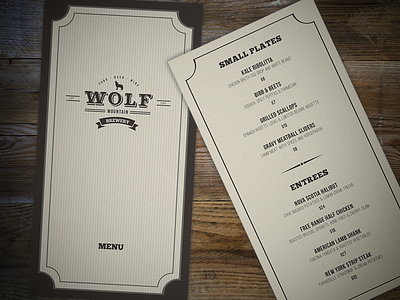Wolf Mountain Food Menu bar branding brewery club design food menu restaurant wolf mountain
