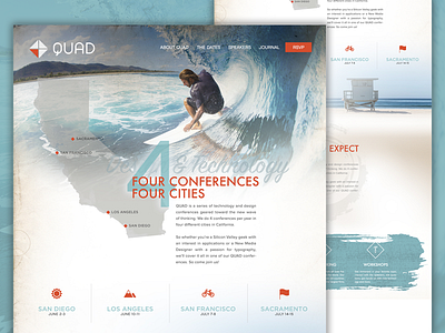 QUAD Design Conference Homepage conference design home icons landing page ocean responsive surf texture ui