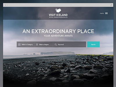 Visit Iceland redesign clean homepage iceland landing page mockup search tourism ui visit web website