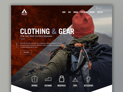 Outdoor Apparel Home apparel clothing desktop ecommerce home homepage icons layout outdoors responsive ui web