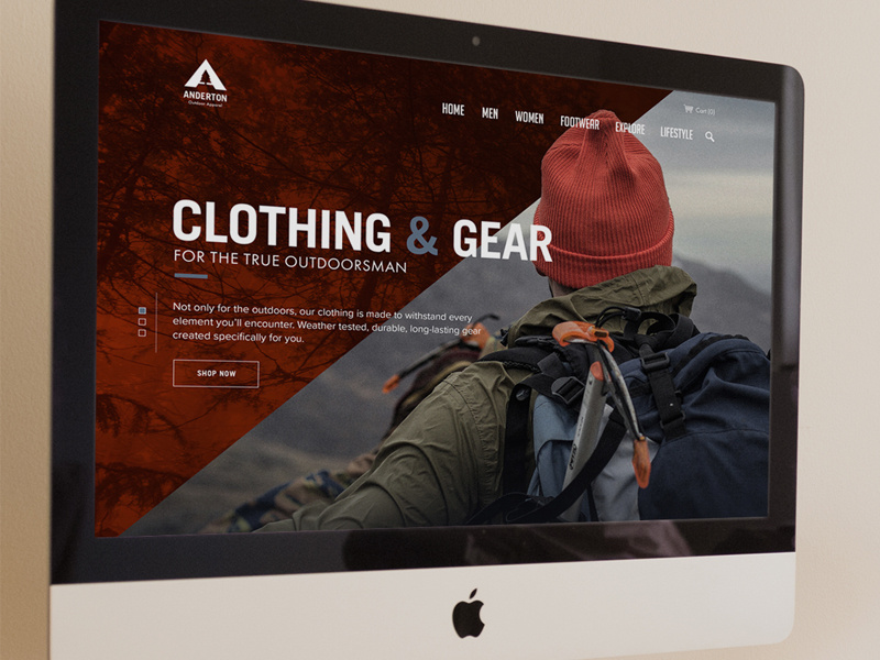 Outdoor Apparel Custom Wordpress Website custom wordpress shop ui web clothing exploring outdoor anderton apparel