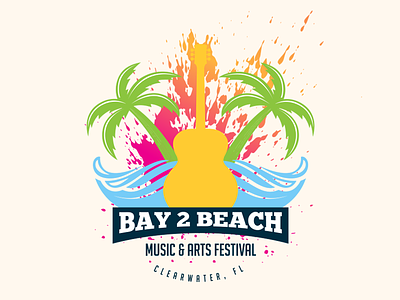 Bay 2 Beach Music & Arts Festival arts beach branding clearwater emblem festival florida logo mark palm wave