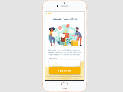 Newsletter signup page - iOS - DailyUI app dailyui dailyui 001 ios ios app newsletter signup subscription ux uxdesign