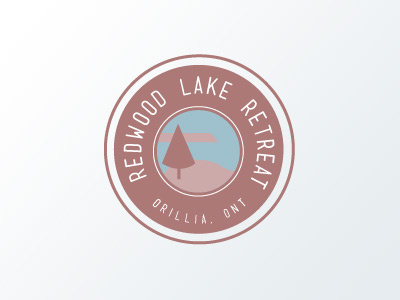 Redwood Lake Retreat Logo blue brown camping circle logo cottage logo muncie ontario orillia retreat