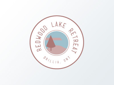 Redwood Lake Retreat Logo Version 2 blue brown camping circle logo cottage logo muncie ontario orillia retreat