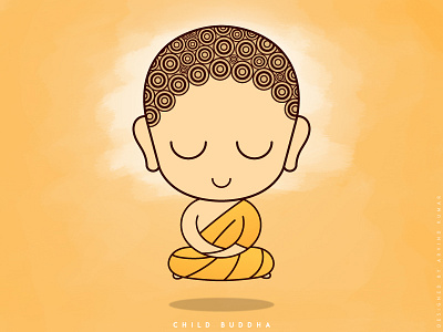 Child Buddha in Levitation meditation (Free Wallpaper) art buddha caricature cartoon character design child flat illustration wallpaper