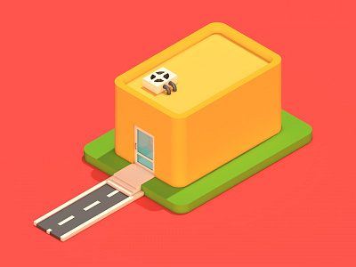 WIP - Cheese Production House c4d cheese flat house isometric lighting render wip