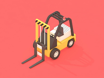 Forklifter c4d flat forklift icon isometric lighting material render