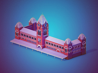 Chennai Central Railway Station 3d animation c4d central chennai lighting madras render